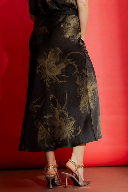 Black/Gold Metallic Bias Skirt