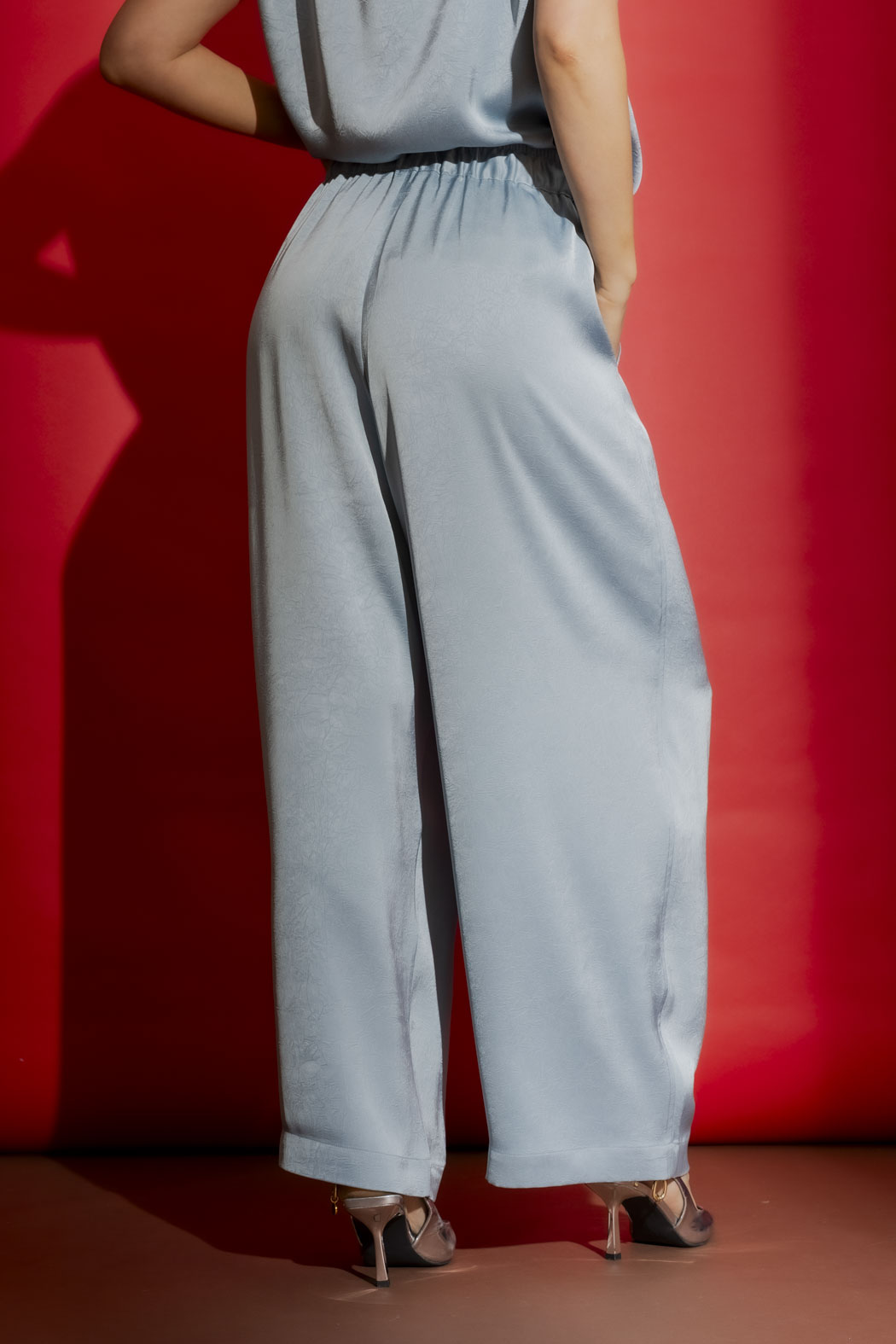 Blue Pull On Pleat Pant