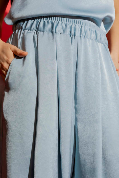 Blue Pull On Pleat Pant