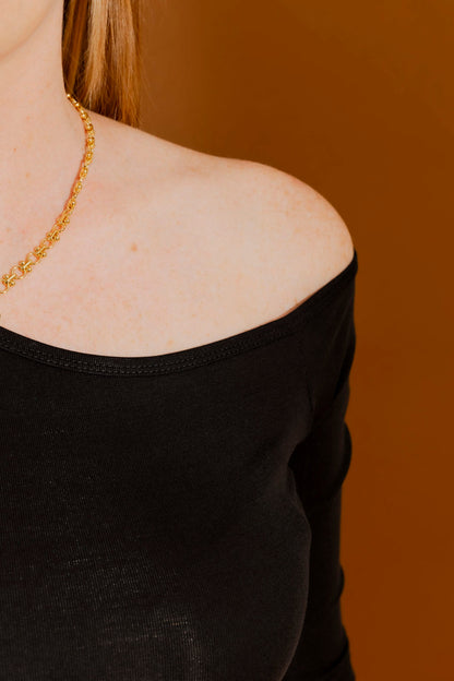 Black Tencel One Shoulder Top