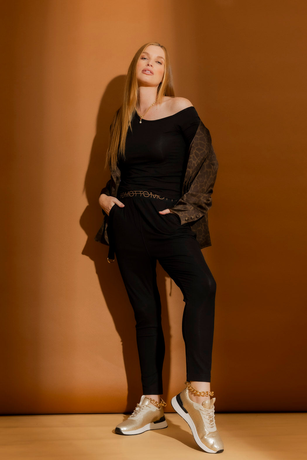 Black Tencel One Shoulder Top