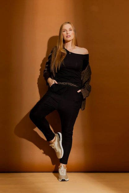 Black Tencel Pull On Pant