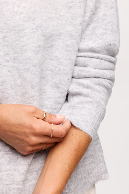 Cozy Knit Mockneck Sweater | Heather Grey