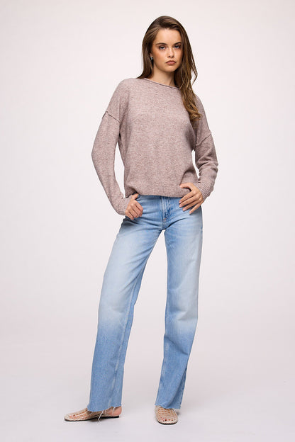 Cozy Knit Mockneck Sweater | Heather Cocoa