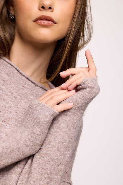 Cozy Knit Mockneck Sweater | Heather Cocoa
