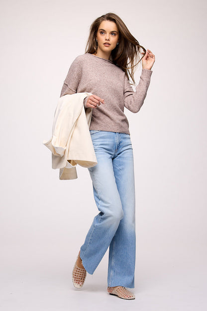 Cozy Knit Mockneck Sweater | Heather Cocoa