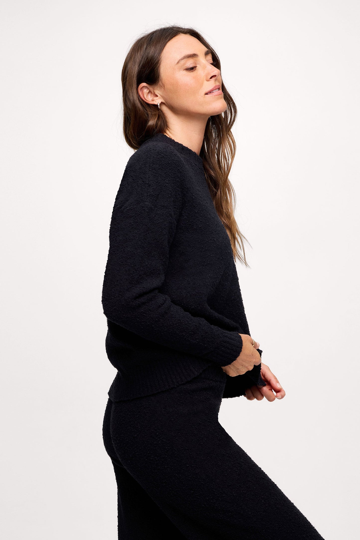 Boucle Crewneck Sweater | Black