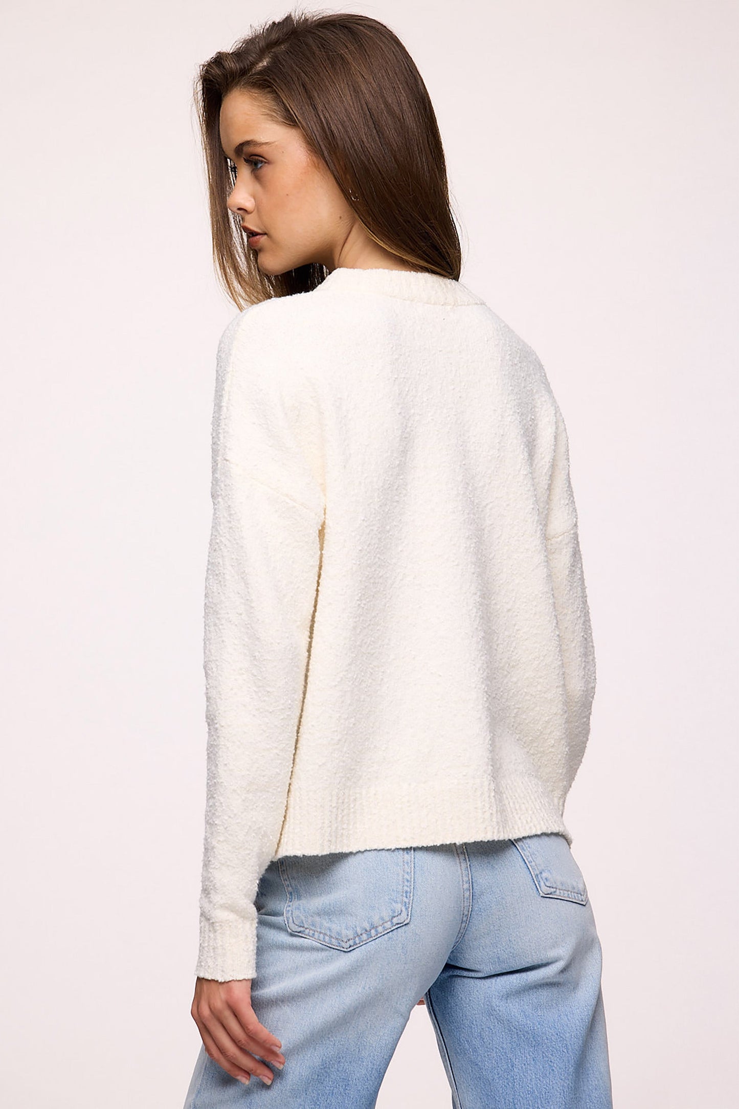Boucle Crewneck Sweater | Pearl