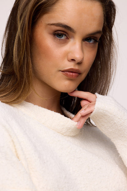 Boucle Crewneck Sweater | Pearl