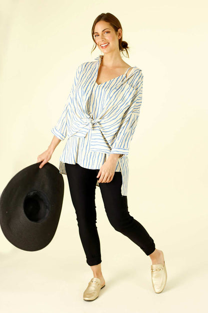 Blue Stripe Silky Barcelona Cami - SALE