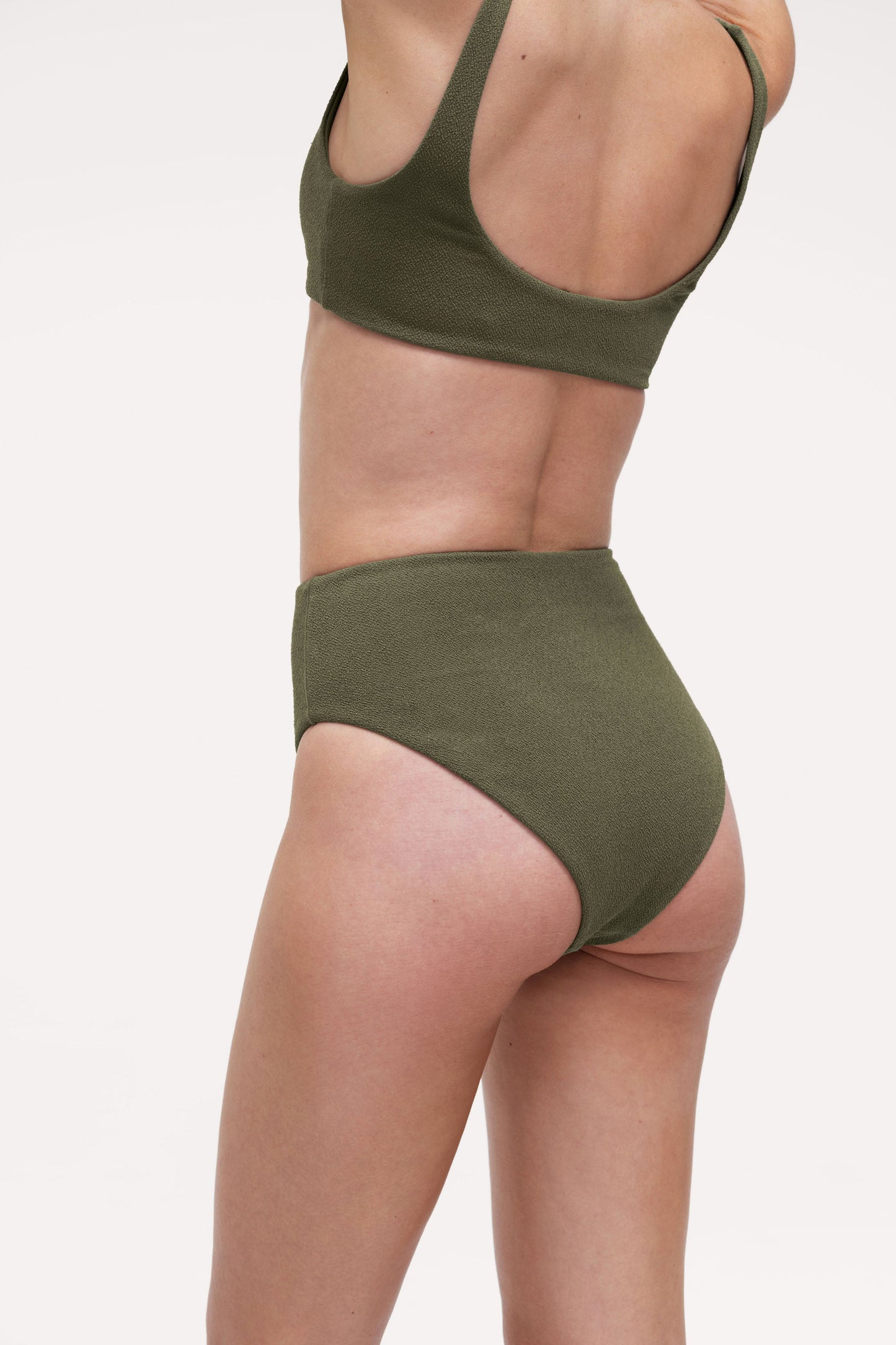 High Waist Bikini Bottom | Crispy Darkest Olive