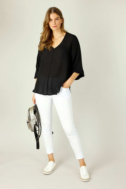 Black Chiffon Audrey Blouse - SALE