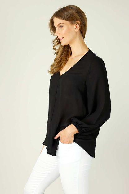 Black Chiffon Audrey Blouse - SALE