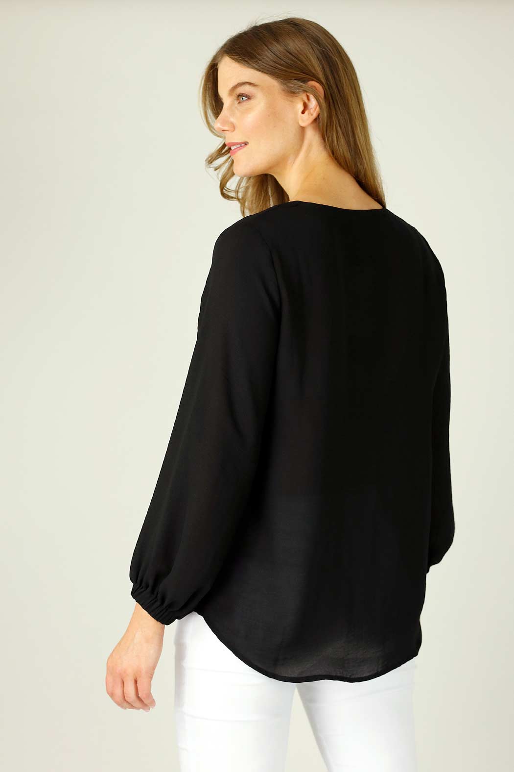 Black Chiffon Audrey Blouse - SALE