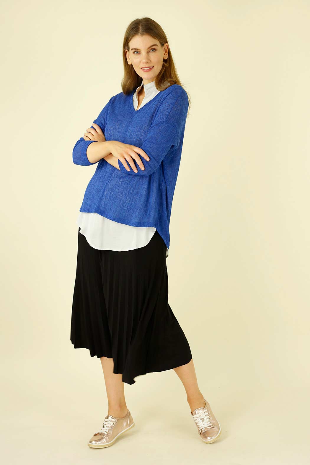 Black Jersey Roll Top Pleat Skirt - SALE