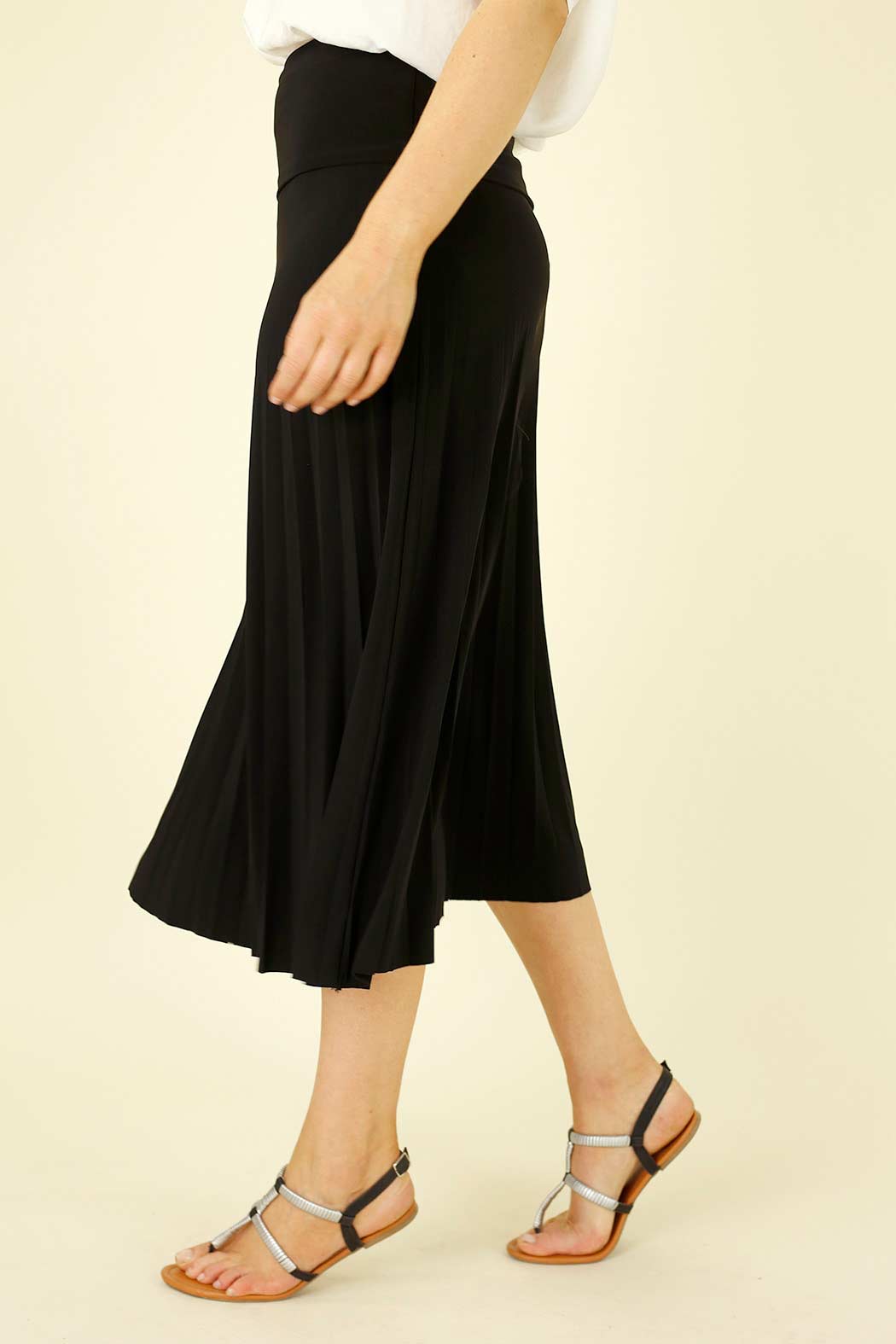 Black Jersey Roll Top Pleat Skirt - SALE