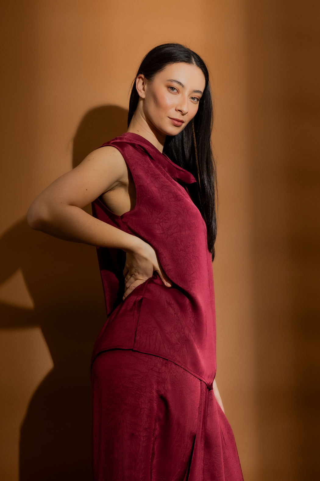 Burgundy Cowl Neck Top