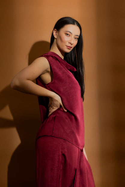 Burgundy Cowl Neck Top