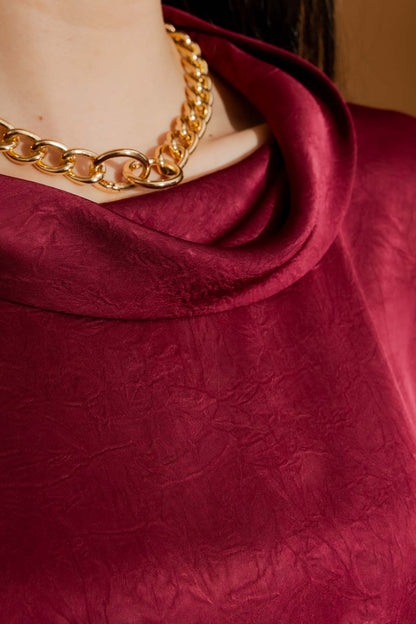 Burgundy Cowl Neck Top