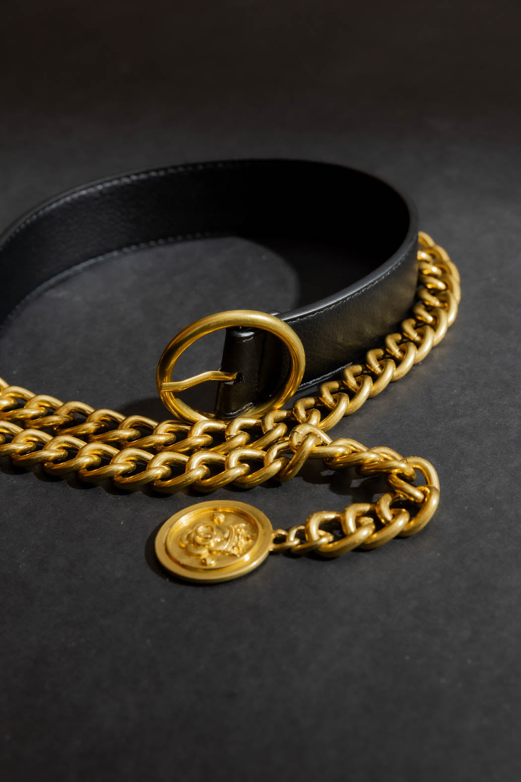 Black Coin Chain Belt Black S/M