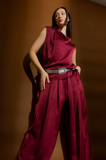 Burgundy Cowl Neck Top