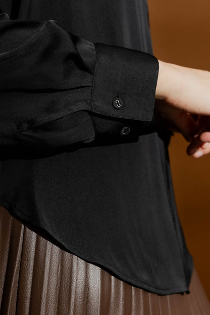Black Silky Brit Blogger Shirt