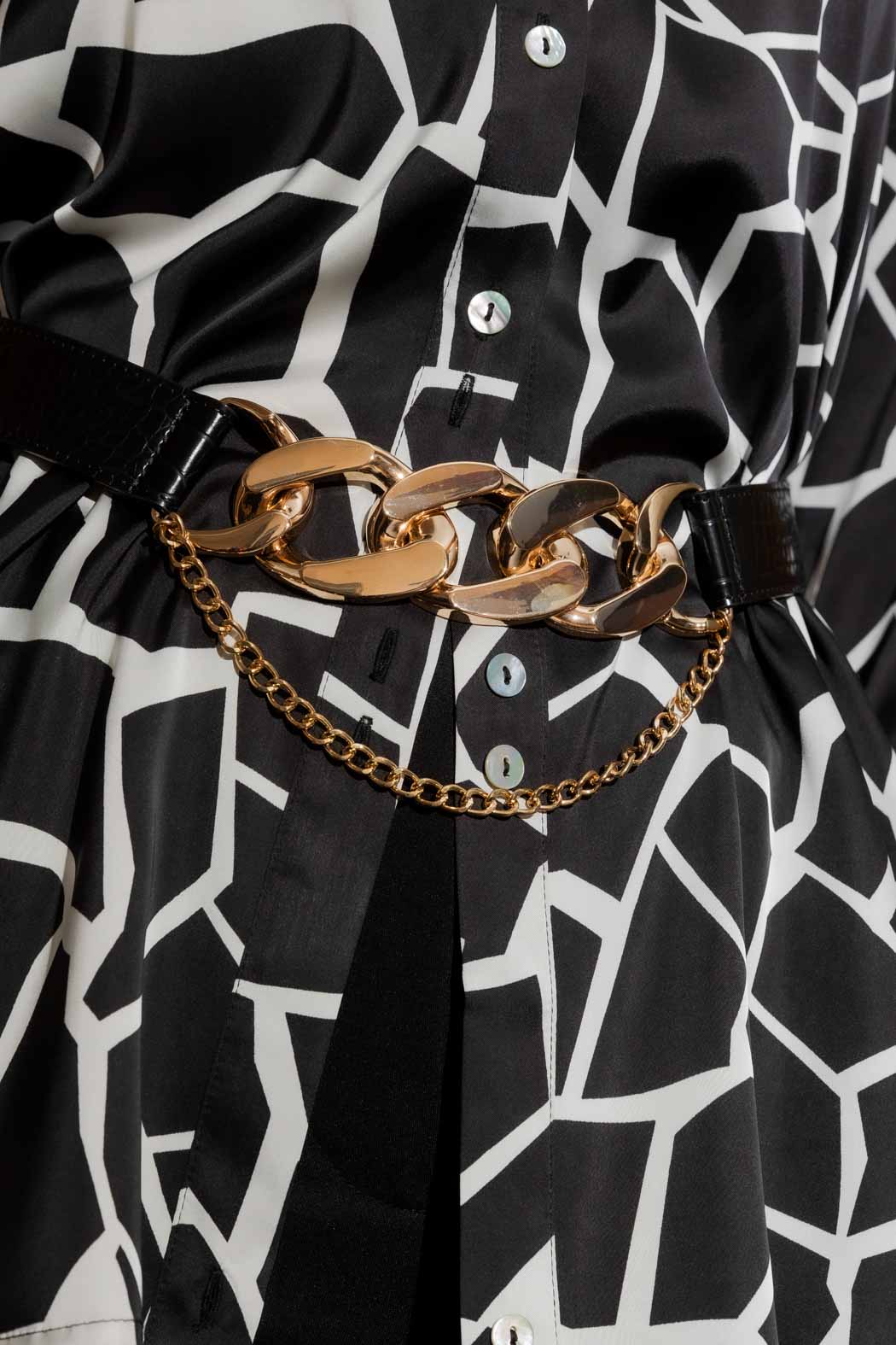 BLACK DOUBLE CHAIN BELT BLACK S/M