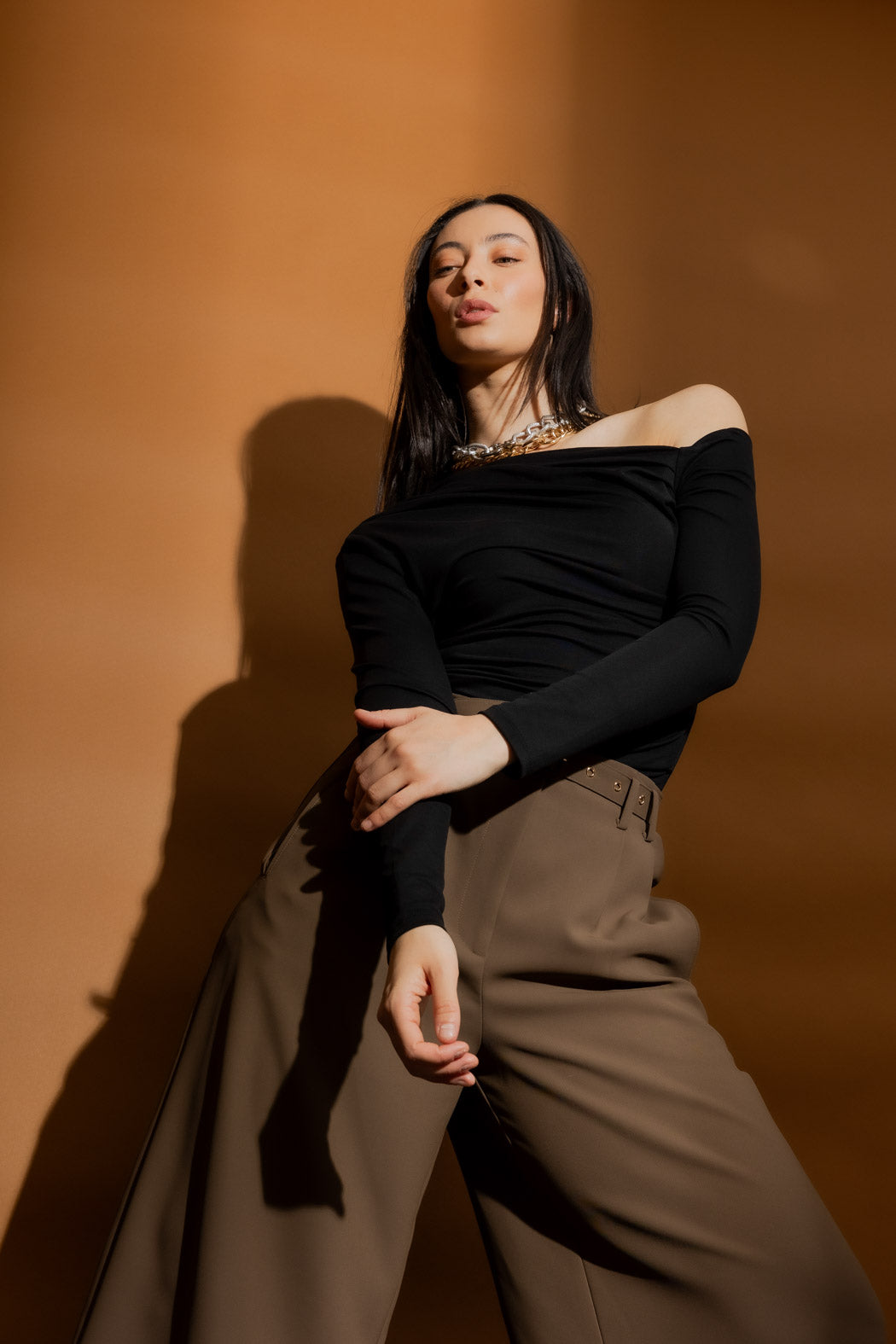 Black Tencel Drape Top
