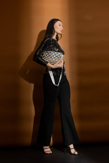 Black and Silver Sequin Crew Top - FINAL SALE