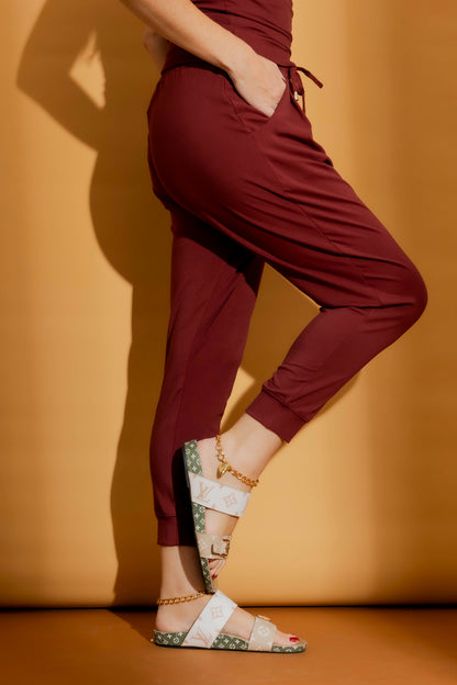 Burgundy Tencel Slouch Pant