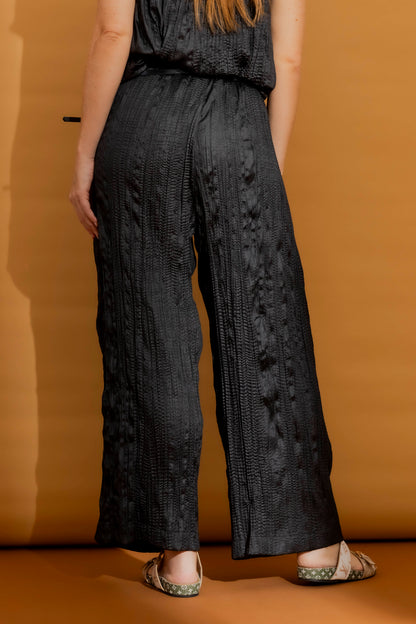 Black Crinkle Pull-On Pant