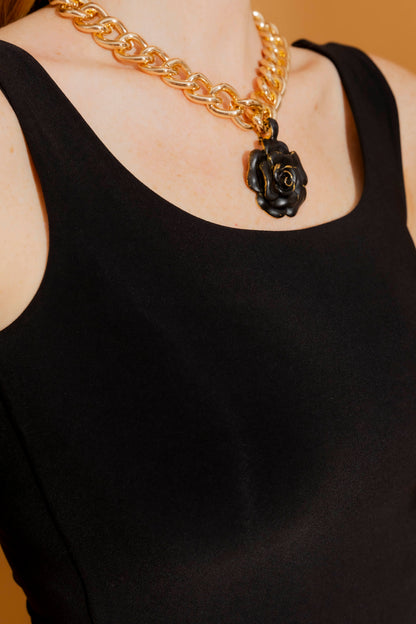 Black Jersey Mid Length Cami