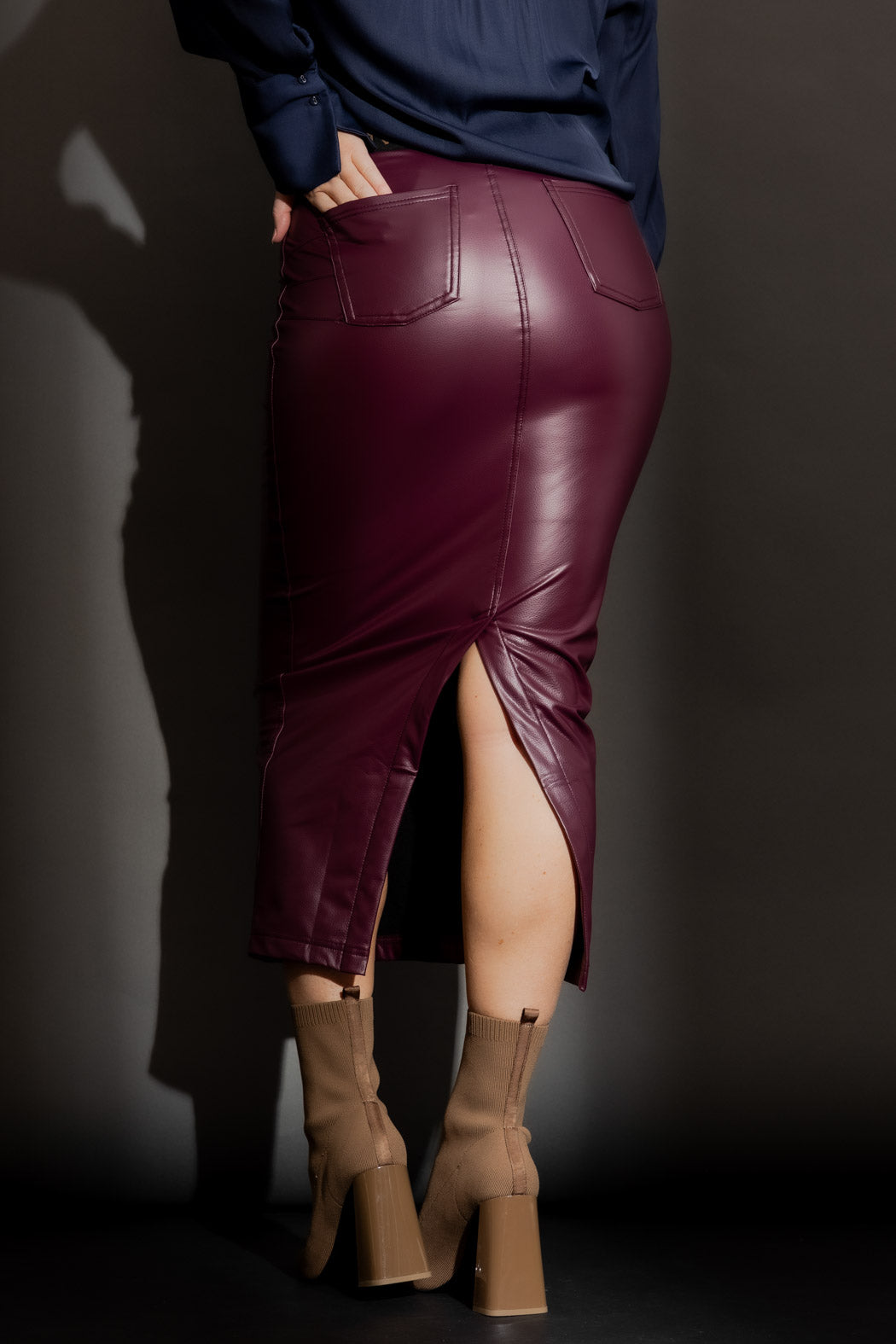 Burgundy Croc Coated Miracle Skirt