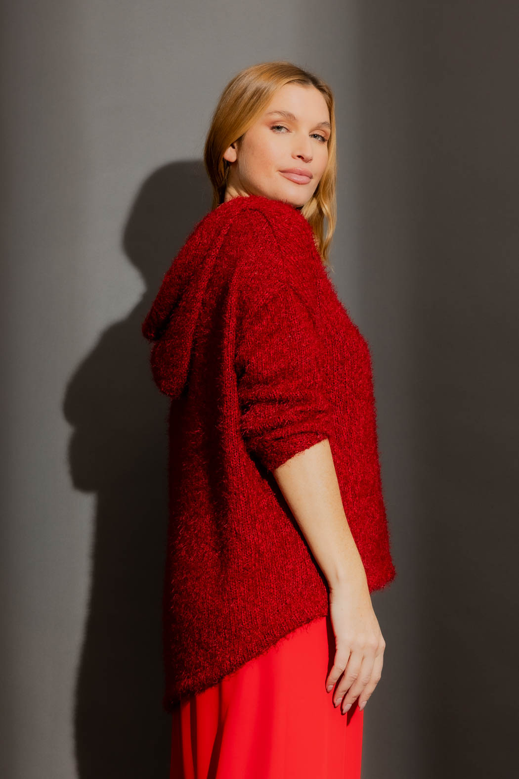 Burgundy Fluffy Hood Cardi