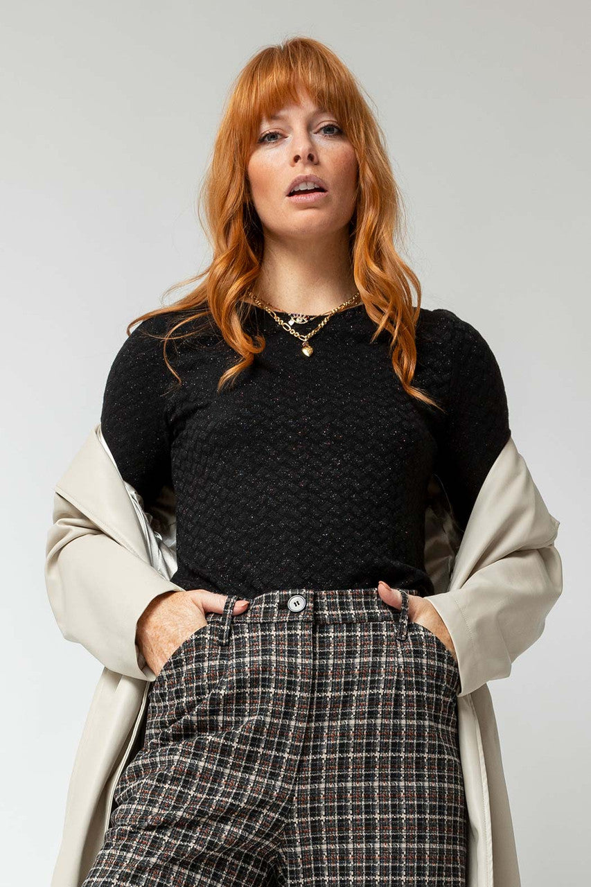 Black Lurex Basic Top
