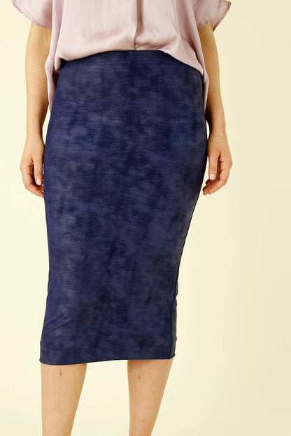 Blue Leatherette Tube Skirt- FINAL SALE