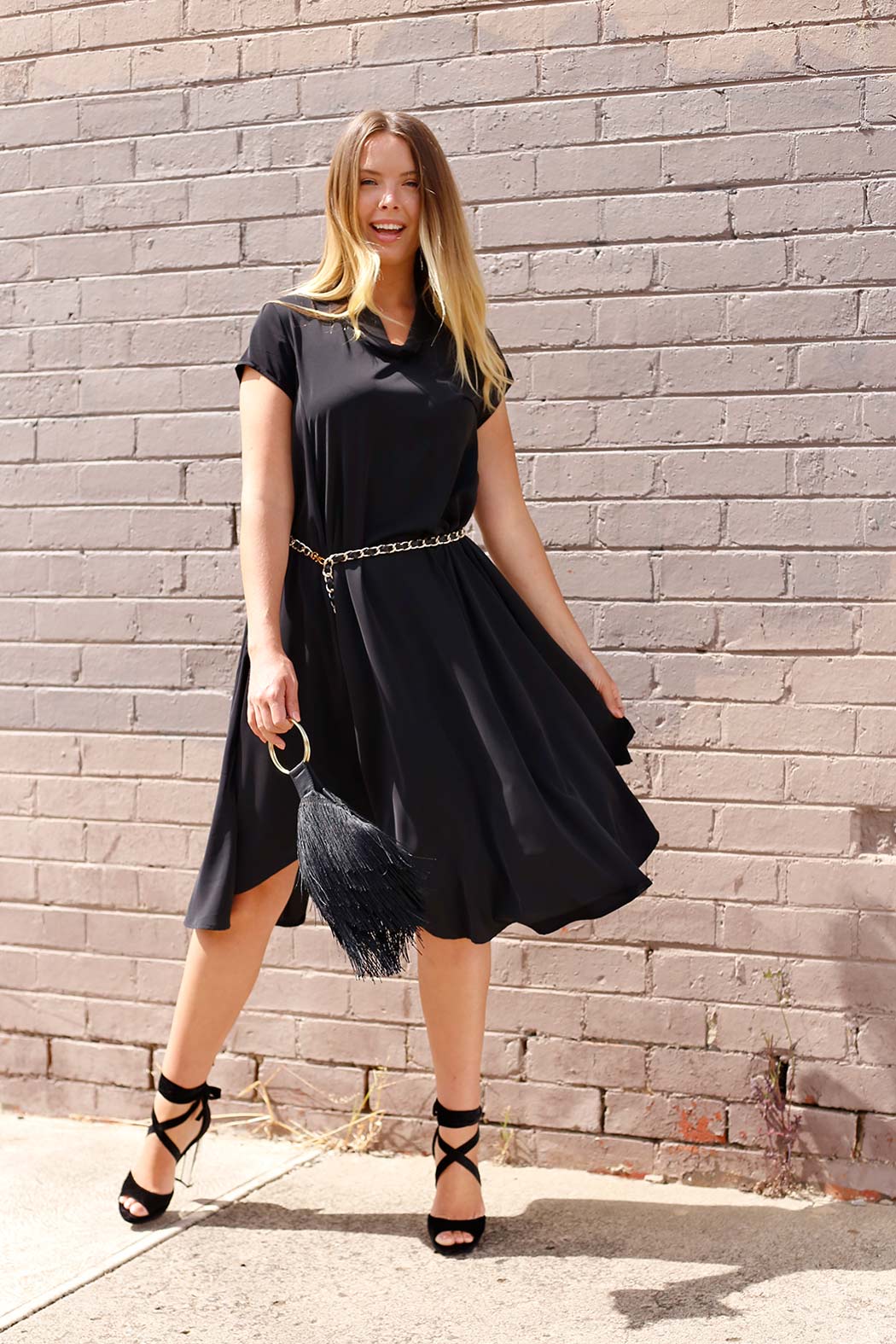 Black Soft Touch Baby Cowl Dress - SALE