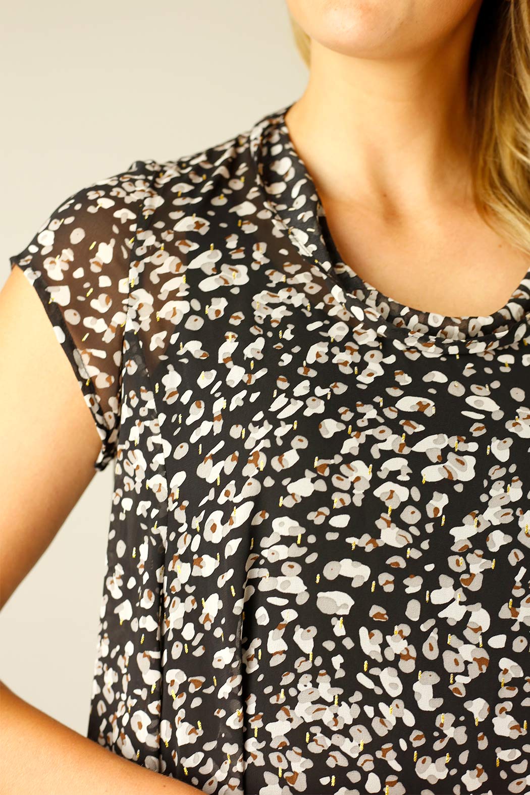 Black Animal Chiffon Baby Cowl Dress - SALE