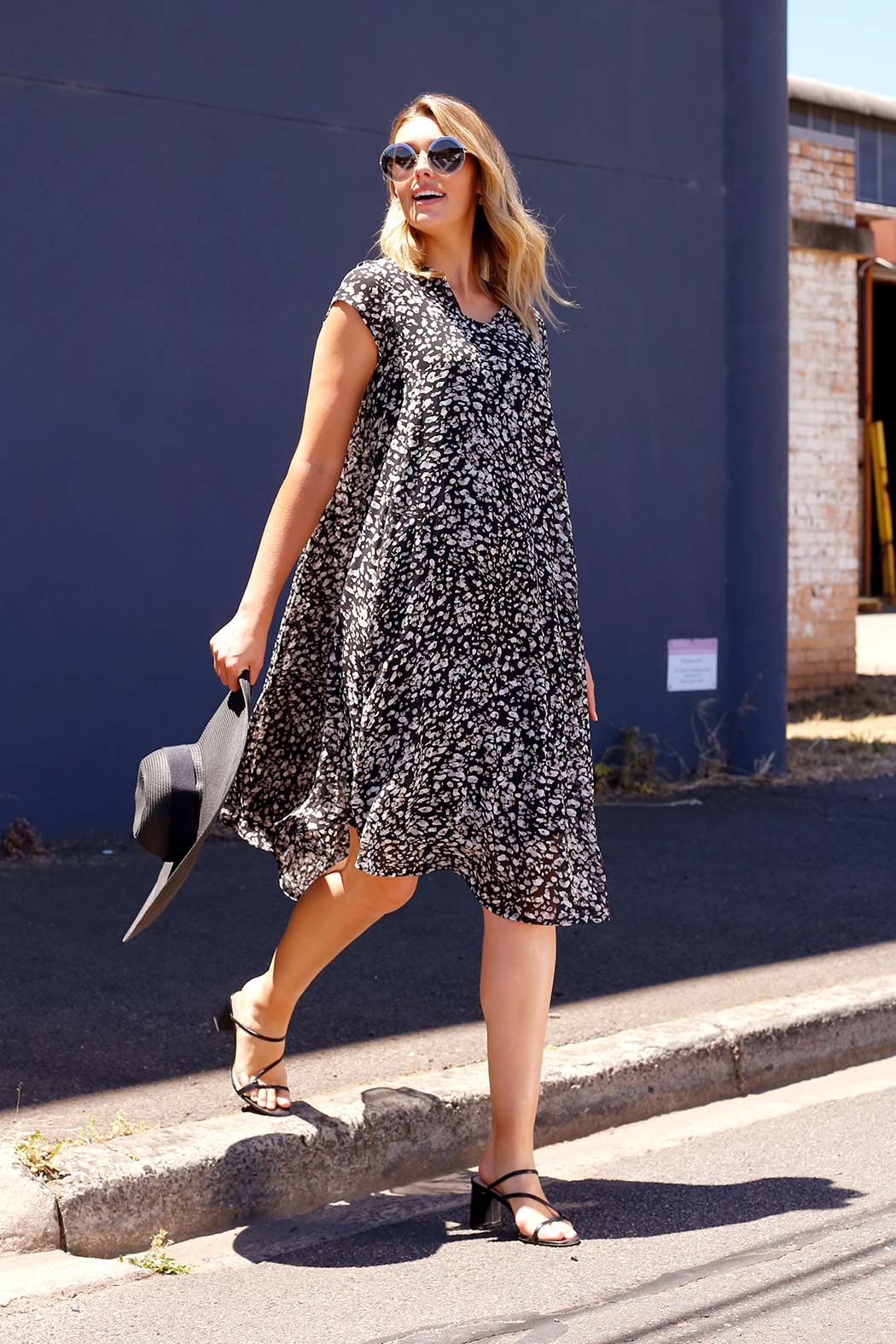 Black Animal Chiffon Baby Cowl Dress - SALE