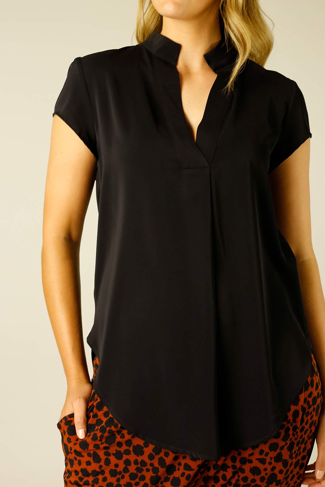 Black Soft Touch Cap Blogger Top