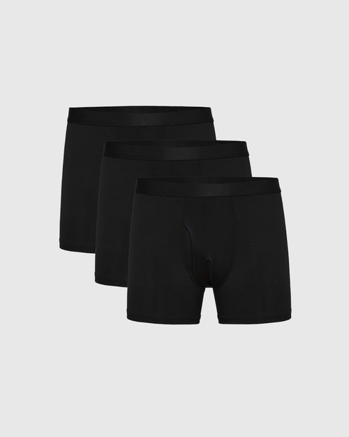 Black Boxer Trunks W/ Fly 3-Pack