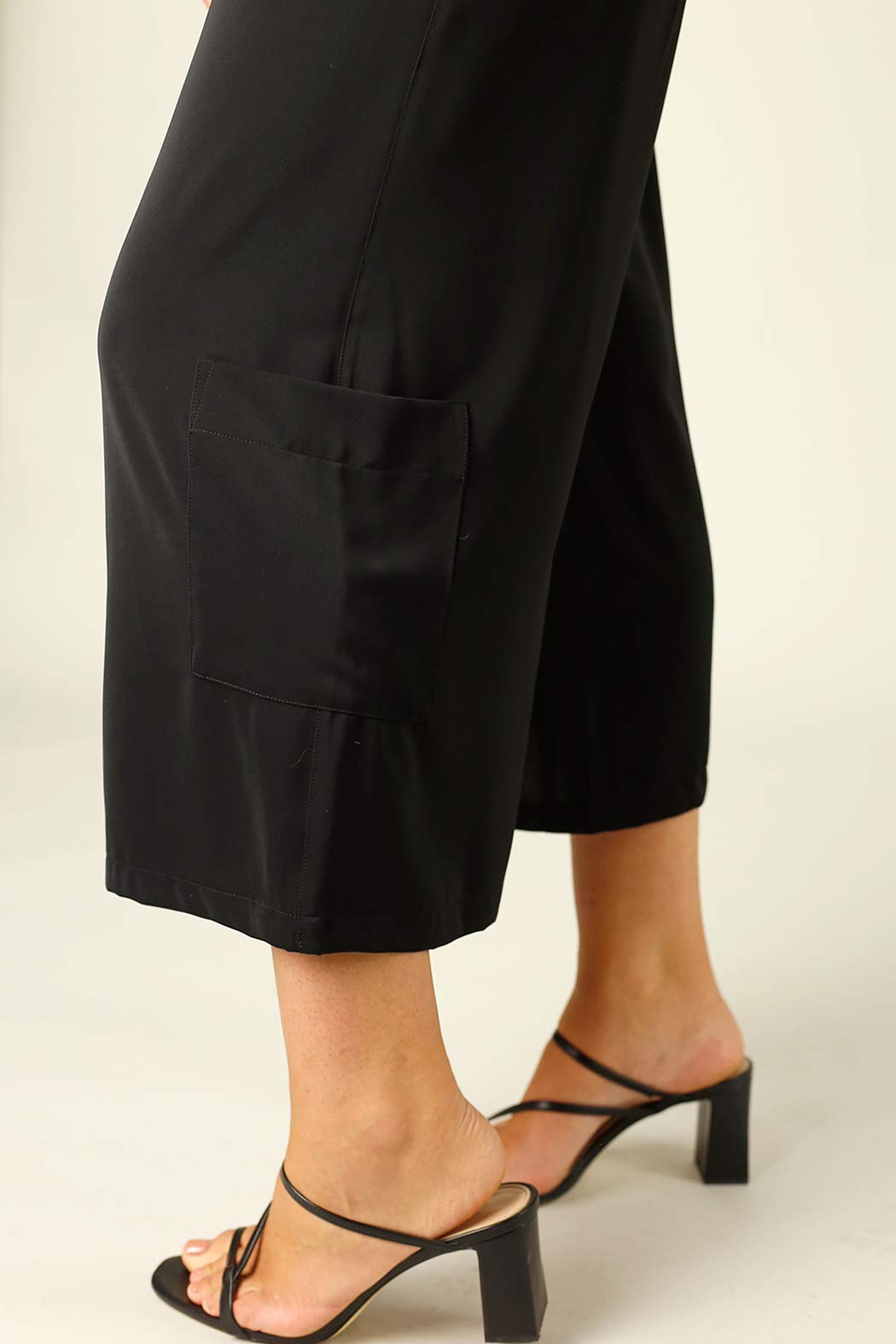 Black Soft Touch Cargo Culotte
