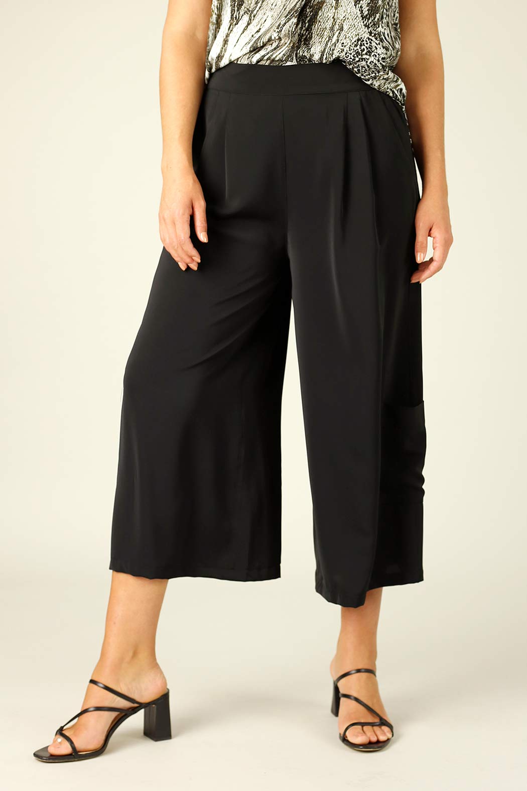 Black Soft Touch Cargo Culotte