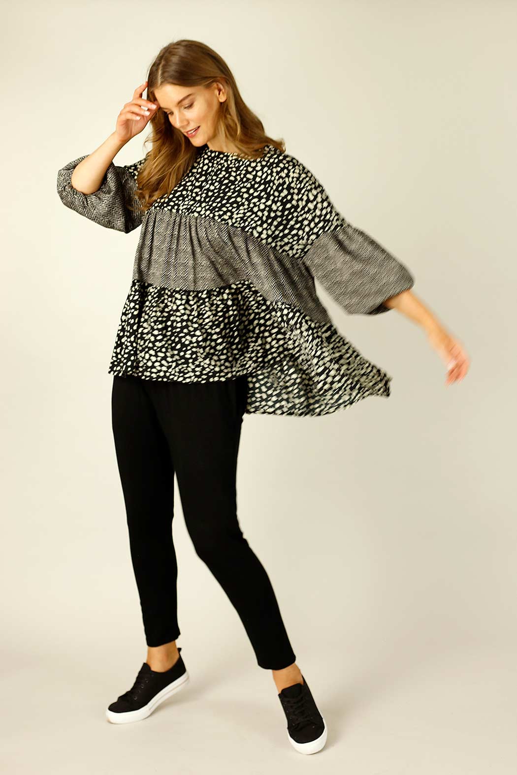 Black & White Nano Patchwork Top - SALE