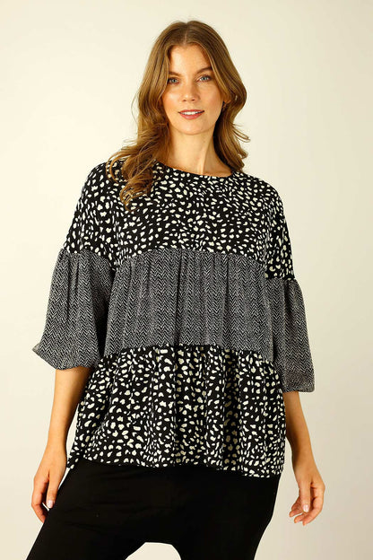 Black & White Nano Patchwork Top - SALE
