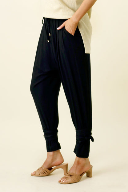 Black Bamboo Tie Slouch Pant - FINAL SALE
