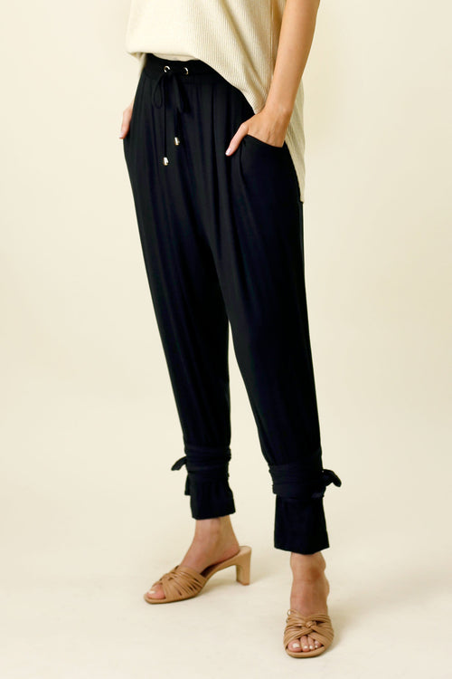 Black Bamboo Tie Slouch Pant - FINAL SALE