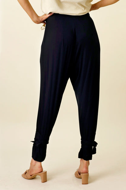 Black Bamboo Tie Slouch Pant - FINAL SALE