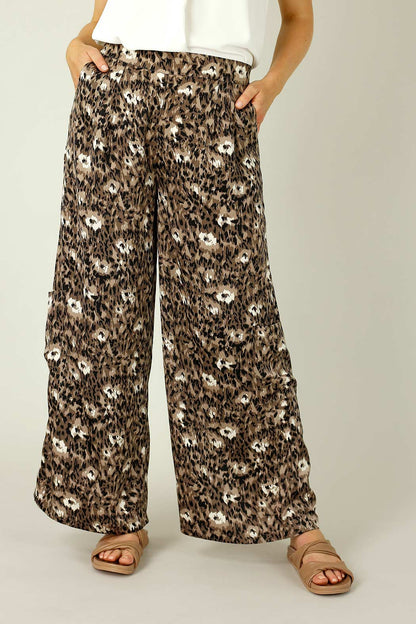 Brown Animal Print Pocket Culotte