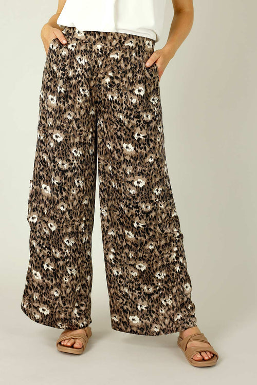 Brown Animal Print Pocket Culotte